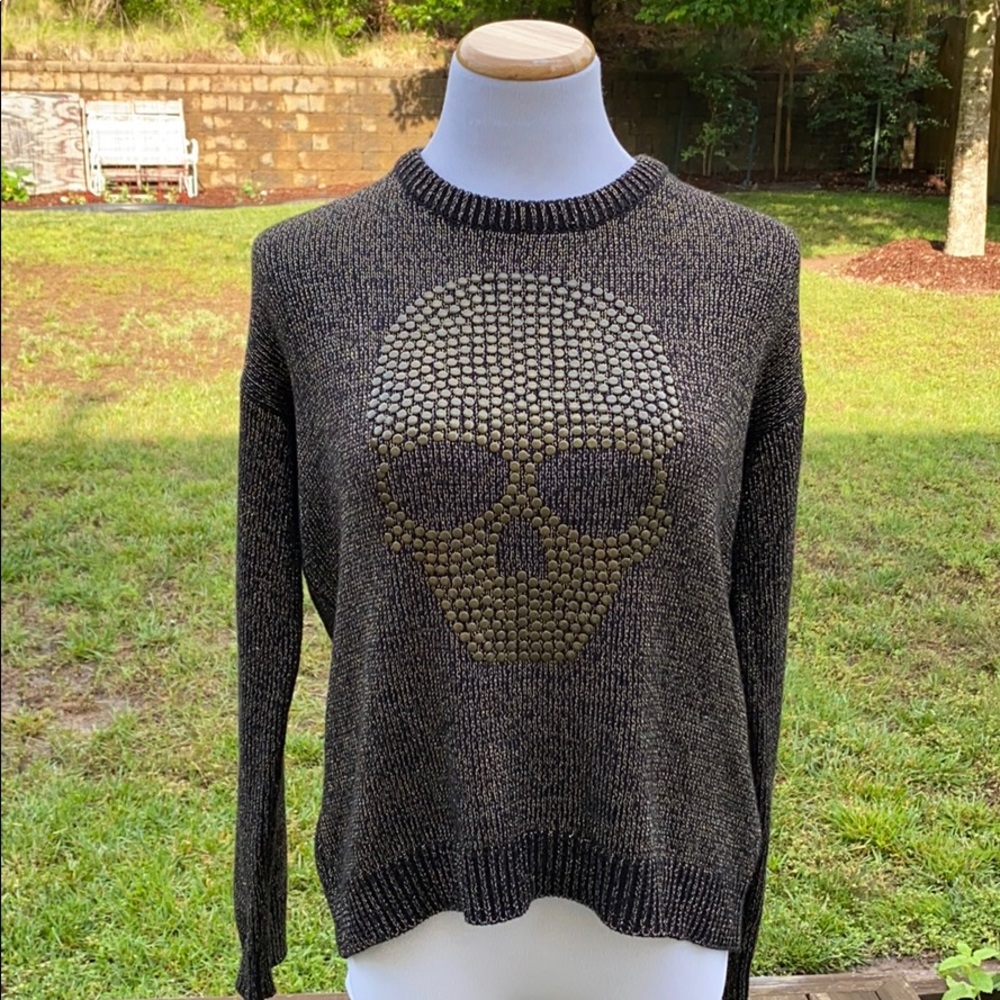 Boho metallic skull sweater
